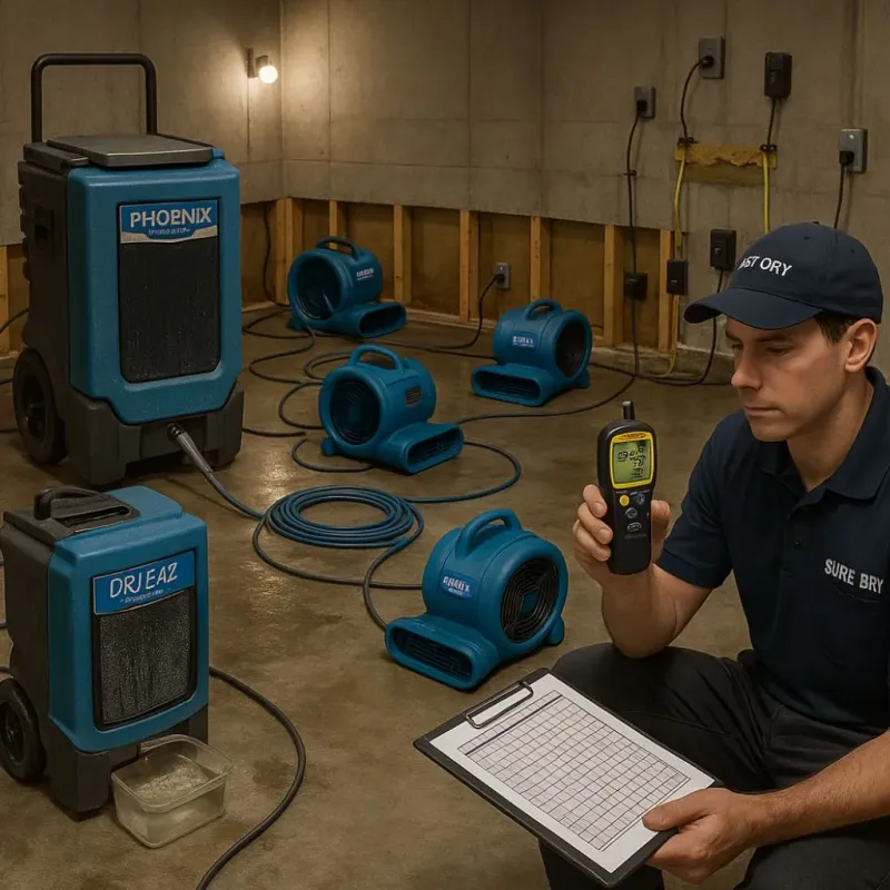 Structural Drying and Dehumidification process in Martinsville, VA